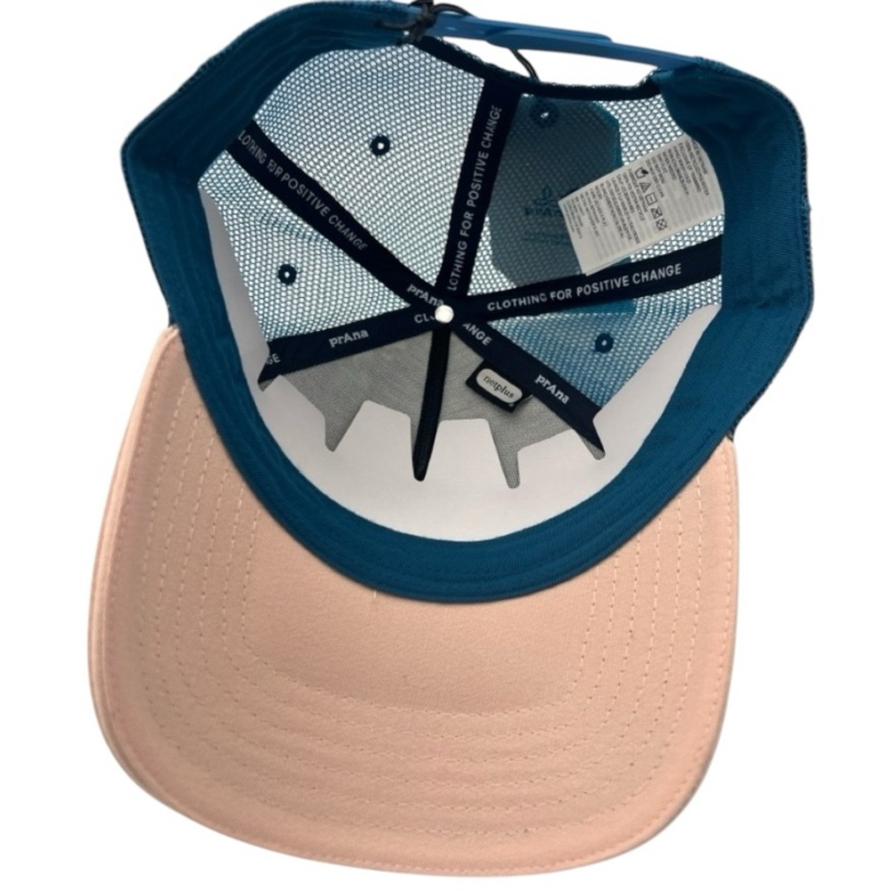 Prana Floral Trucker Hat in Teal, Peach & Green - Picture 2 of 6
